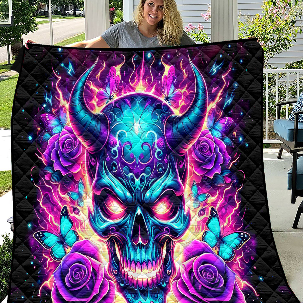 Thunder Skull Quilt Love Me Like My Demons Do