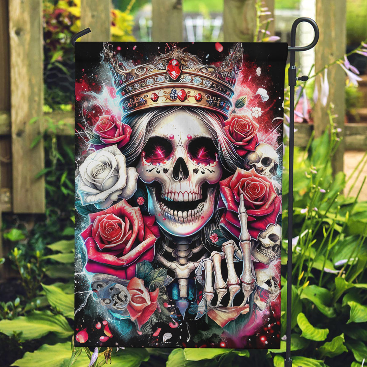 Queen Skull Garden Flag Bitch I'm Not A Princess I'm The Fucking Queen - Wonder Print Shop