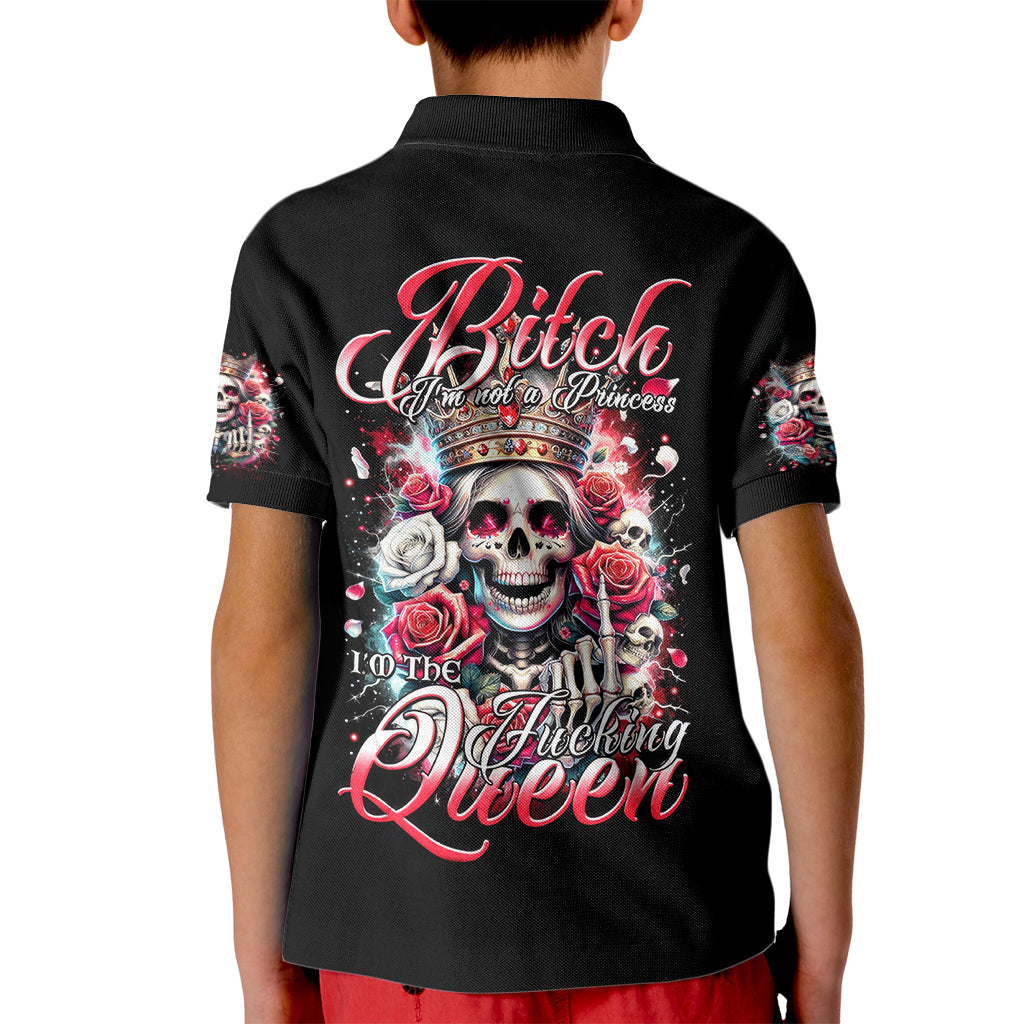 Queen Skull Kid Polo Shirt Bitch I'm Not A Princess I'm The Fucking Queen - Wonder Print Shop