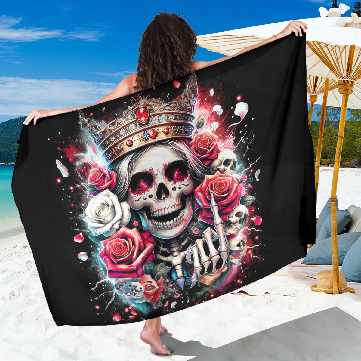 Queen Skull Sarong Bitch I'm Not A Princess I'm The Fucking Queen - Wonder Print Shop