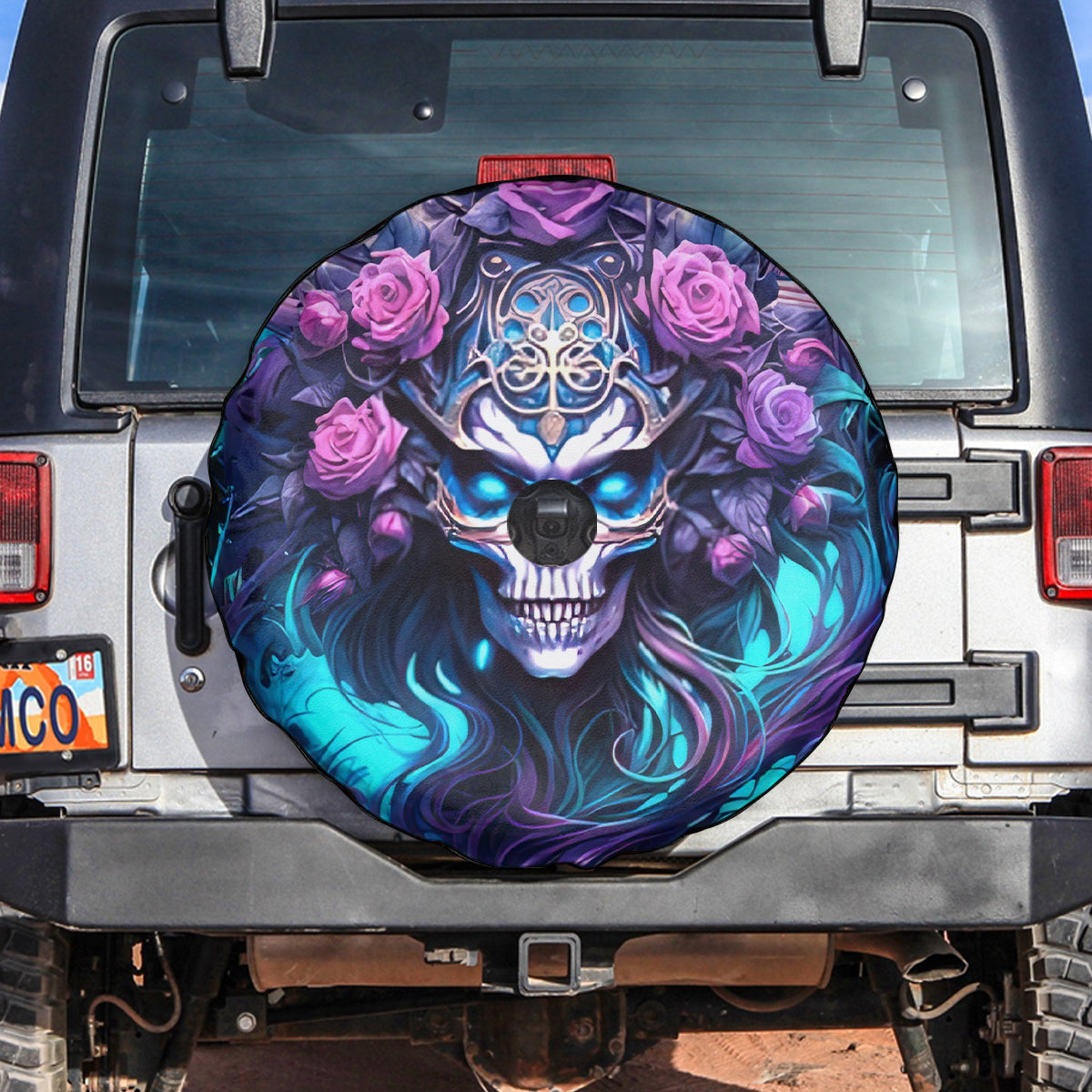 Rose Skull Spare Tire Cover I'm Never Alone My Demons Are With Me 24/7 - Wonder Print Shop