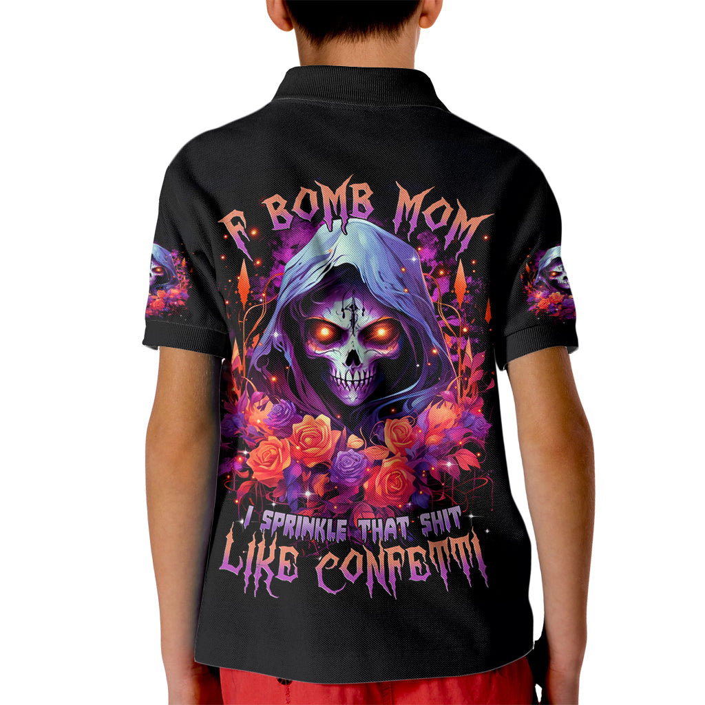 Rose Skull Kid Polo Shirt F Bomb Mom I Sprinkle That Shit Like Confetti - Wonder Print Shop