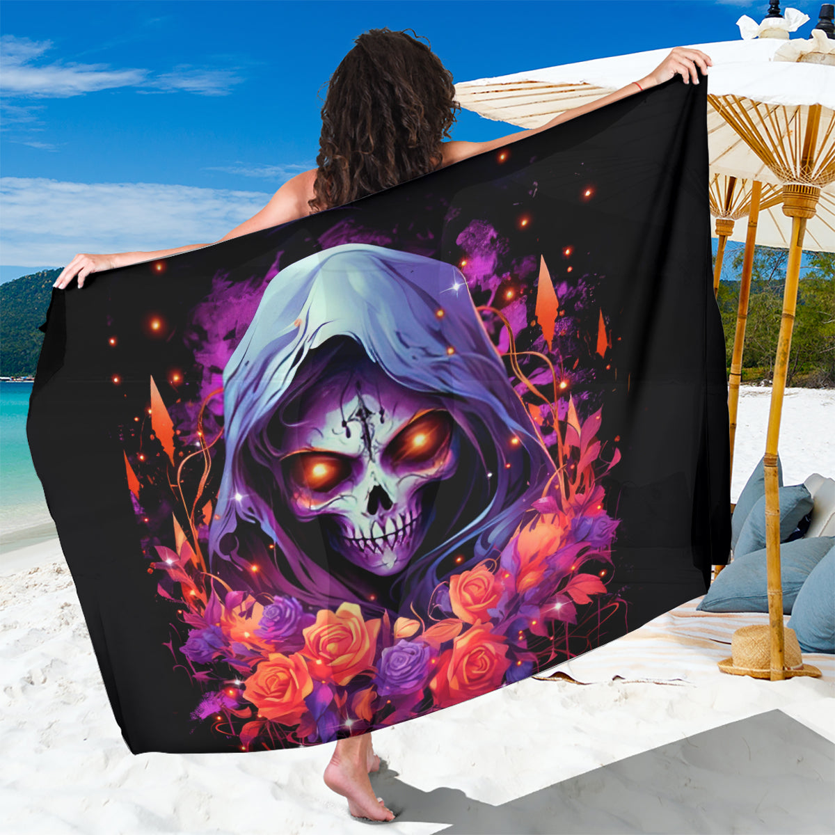 Rose Skull Sarong F Bomb Mom I Sprinkle That Shit Like Confetti - Wonder Print Shop