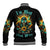 Sunflower Skull Baseball Jacket I'm Blunt Because God Rolled Me That Way - Wonder Print Shop