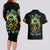 Sunflower Skull Couples Matching Long Sleeve Bodycon Dress and Hawaiian Shirt I'm Blunt Because God Rolled Me That Way - Wonder Print Shop