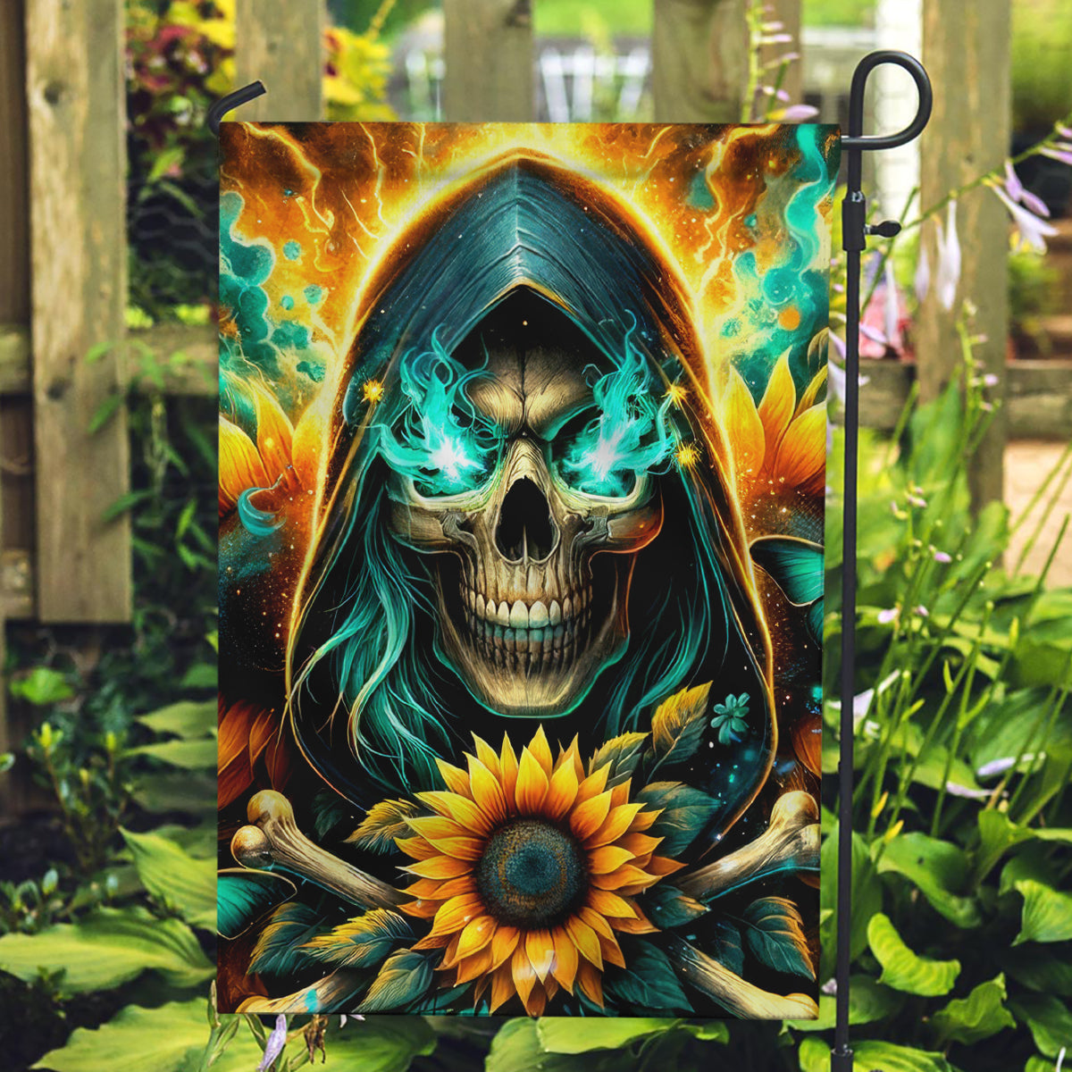 Sunflower Skull Garden Flag I'm Blunt Because God Rolled Me That Way - Wonder Print Shop