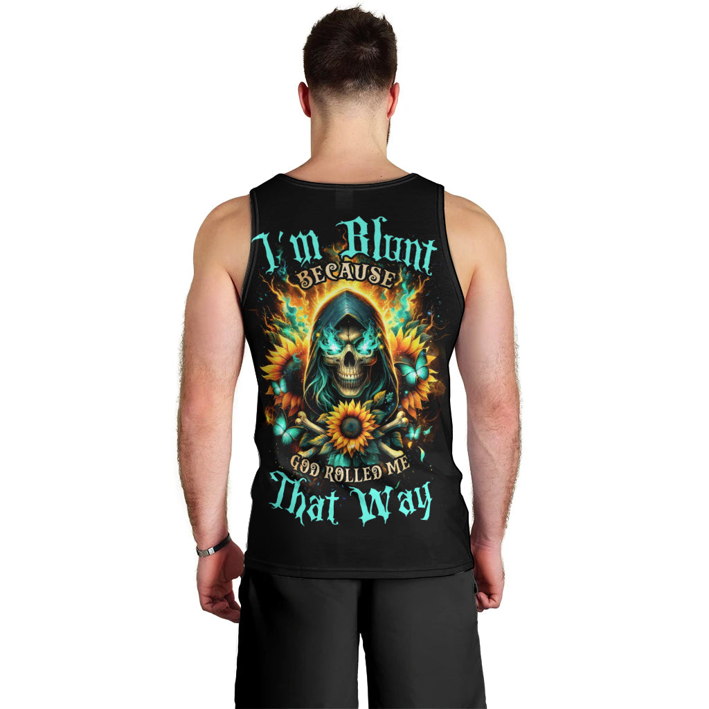 Sunflower Skull Men Tank Top I'm Blunt Because God Rolled Me That Way - Wonder Print Shop