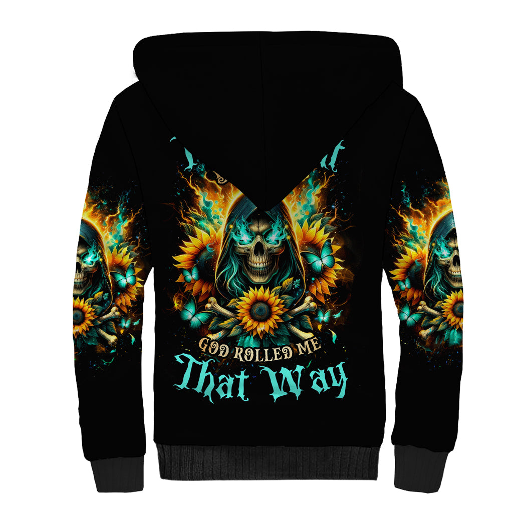 Sunflower Skull Sherpa Hoodie I'm Blunt Because God Rolled Me That Way