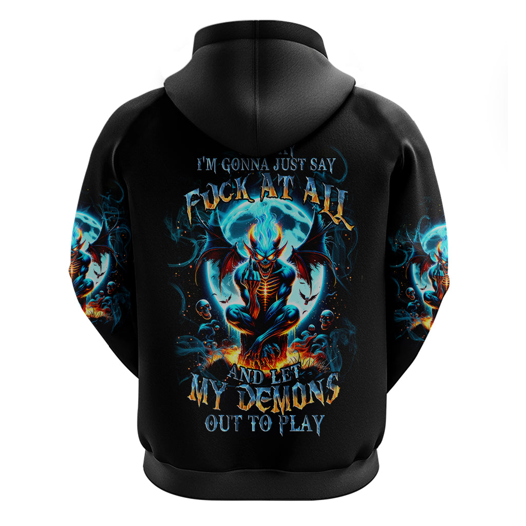 Devil Skull Hoodie One Day I'm Gonna Just Say And Let My Demons Out Play - Wonder Print Shop