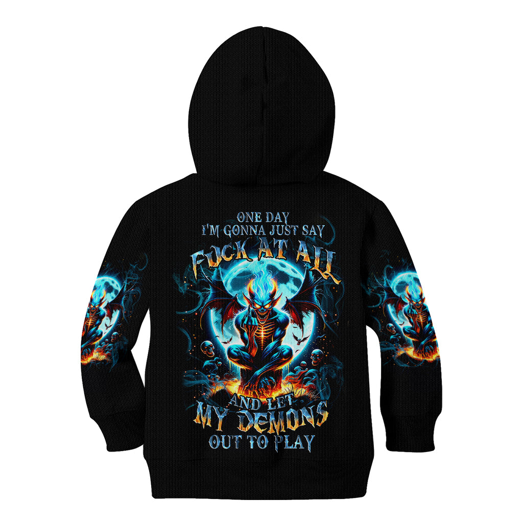 Devil Skull Kid Hoodie One Day I'm Gonna Just Say And Let My Demons Out Play - Wonder Print Shop