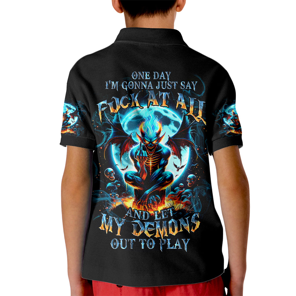 Devil Skull Kid Polo Shirt One Day I'm Gonna Just Say And Let My Demons Out Play - Wonder Print Shop