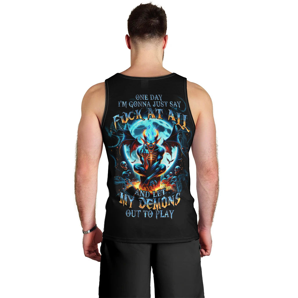 Devil Skull Men Tank Top One Day I'm Gonna Just Say And Let My Demons Out Play - Wonder Print Shop