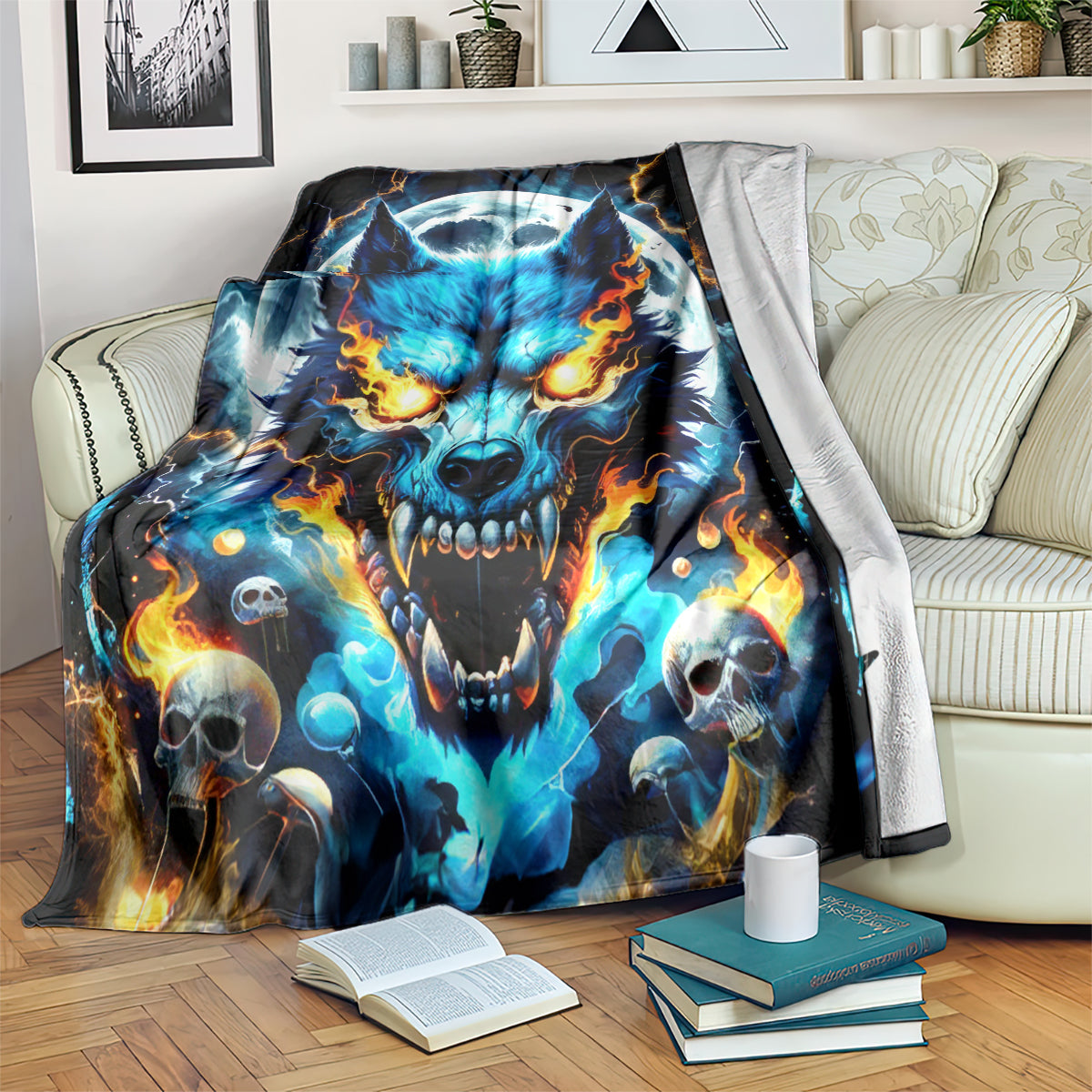 Wolf Skull Blanket Born As Human But Wolft At Heart