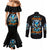 Wolf Skull Couples Matching Mermaid Dress and Long Sleeve Button Shirt Born As Human But Wolft At Heart