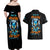 Wolf Skull Couples Matching Off Shoulder Maxi Dress and Hawaiian Shirt Born As Human But Wolft At Heart - Wonder Print Shop