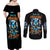 Wolf Skull Couples Matching Off Shoulder Maxi Dress and Long Sleeve Button Shirt Born As Human But Wolft At Heart - Wonder Print Shop