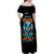 Wolf Skull Family Matching Off Shoulder Maxi Dress and Hawaiian Shirt Born As Human But Wolft At Heart - Wonder Print Shop