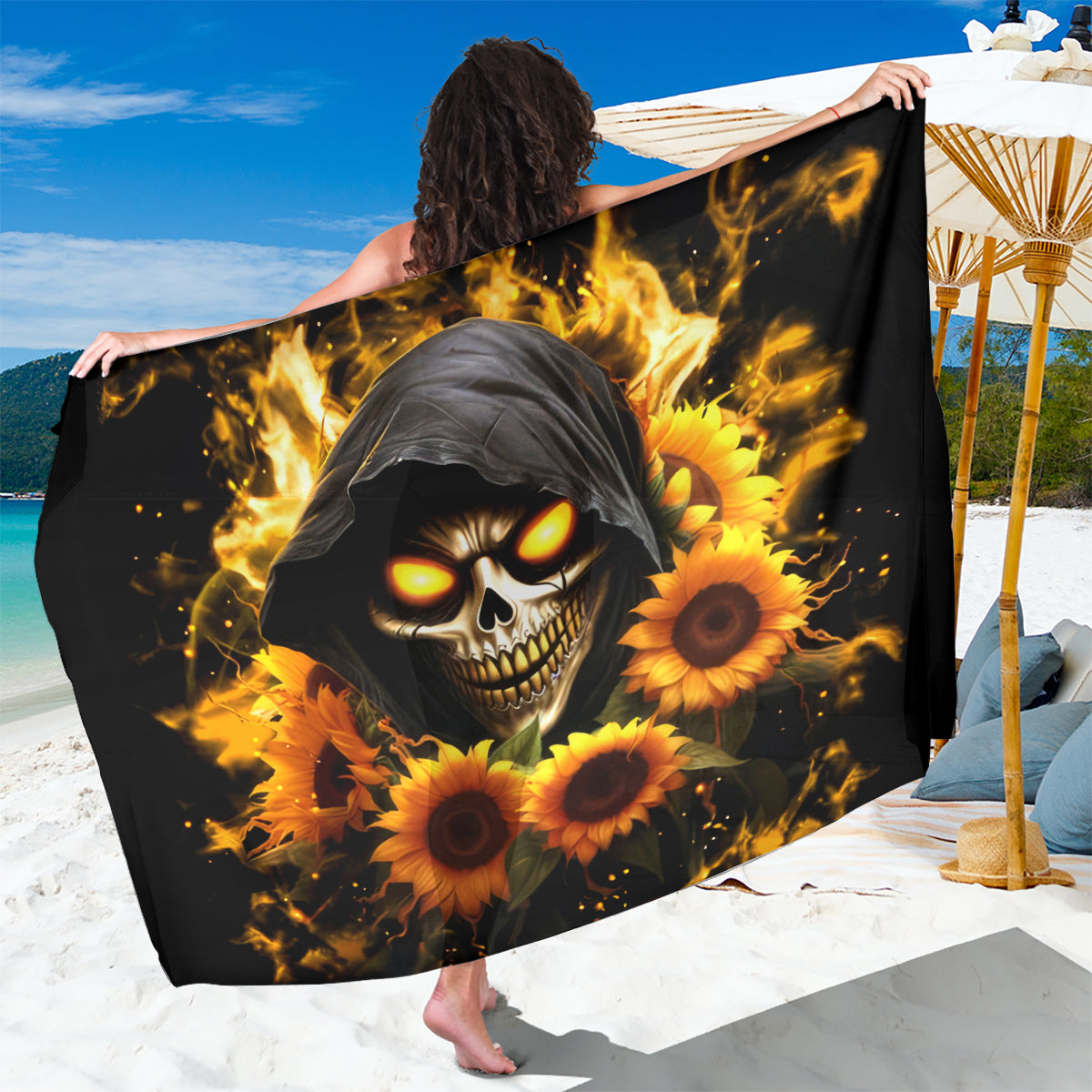 Sunflower Skull Sarong Assuming I Was Like Most Girls Was Your First Mistake - Wonder Print Shop