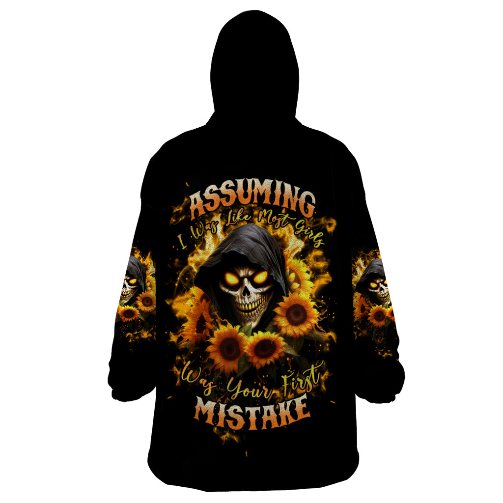 Sunflower Skull Wearable Blanket Hoodie Assuming I Was Like Most Girls Was Your First Mistake