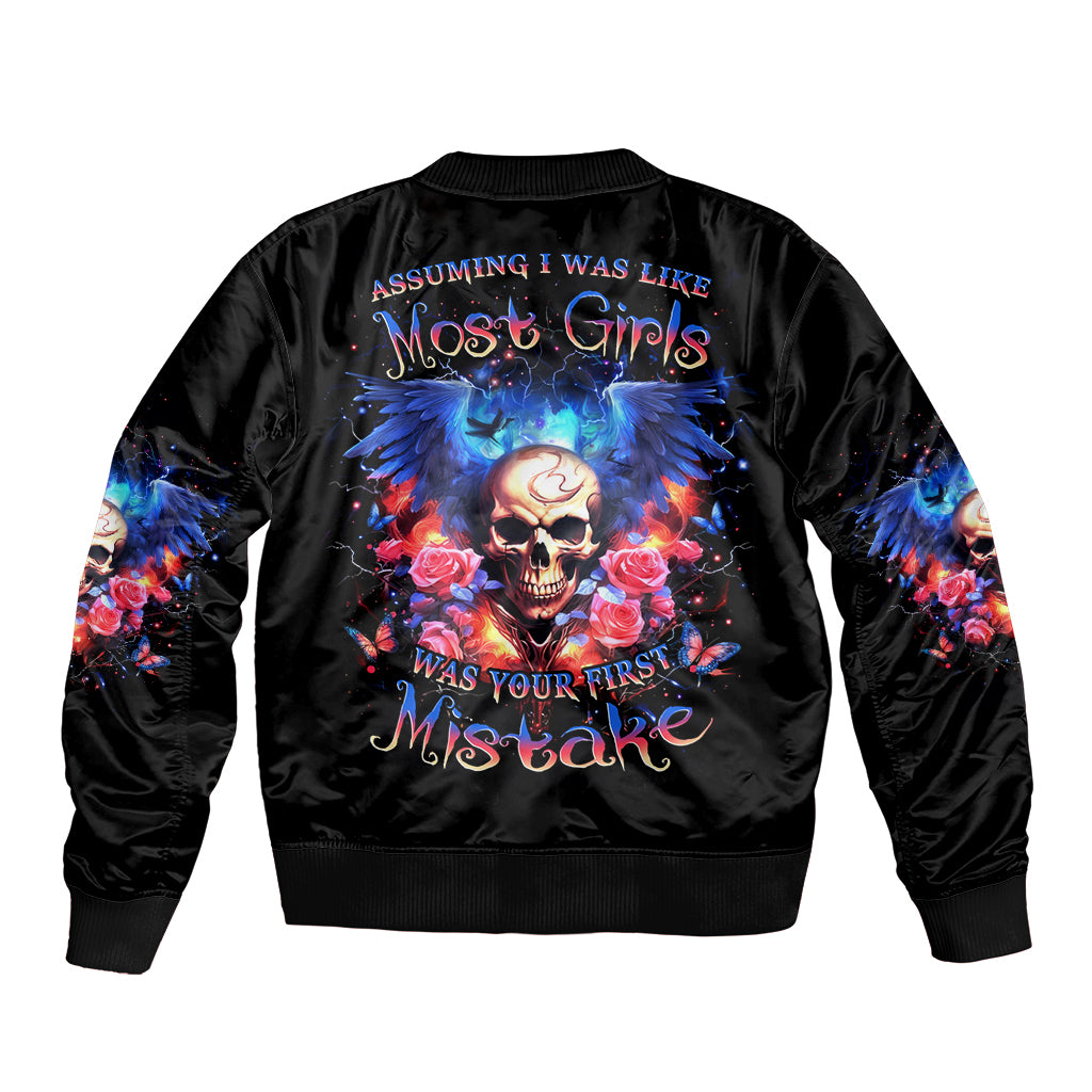 Fairy Skull Bomber Jacket Assuming I Was Like Most Girls Was Your First Mistake - Wonder Print Shop