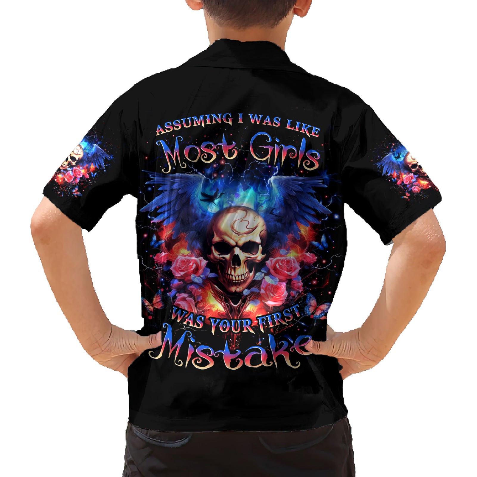 Fairy Skull Kid Hawaiian Shirt Assuming I Was Like Most Girls Was Your First Mistake - Wonder Print Shop