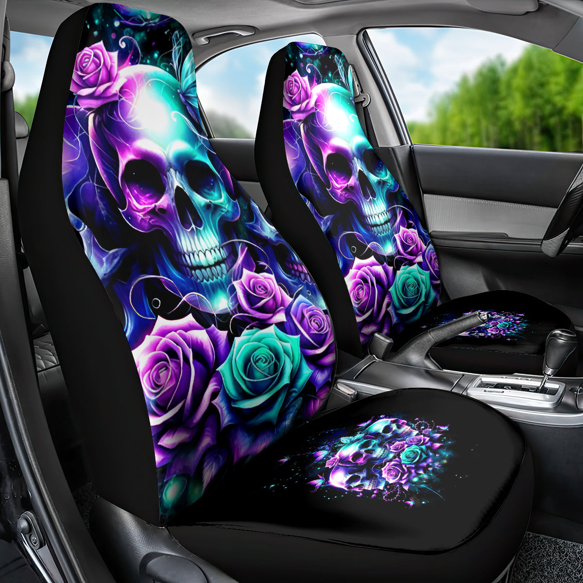 Rose Skull Car Seat Cover Stuck Between IDK IDC And IDGAF - Wonder Print Shop