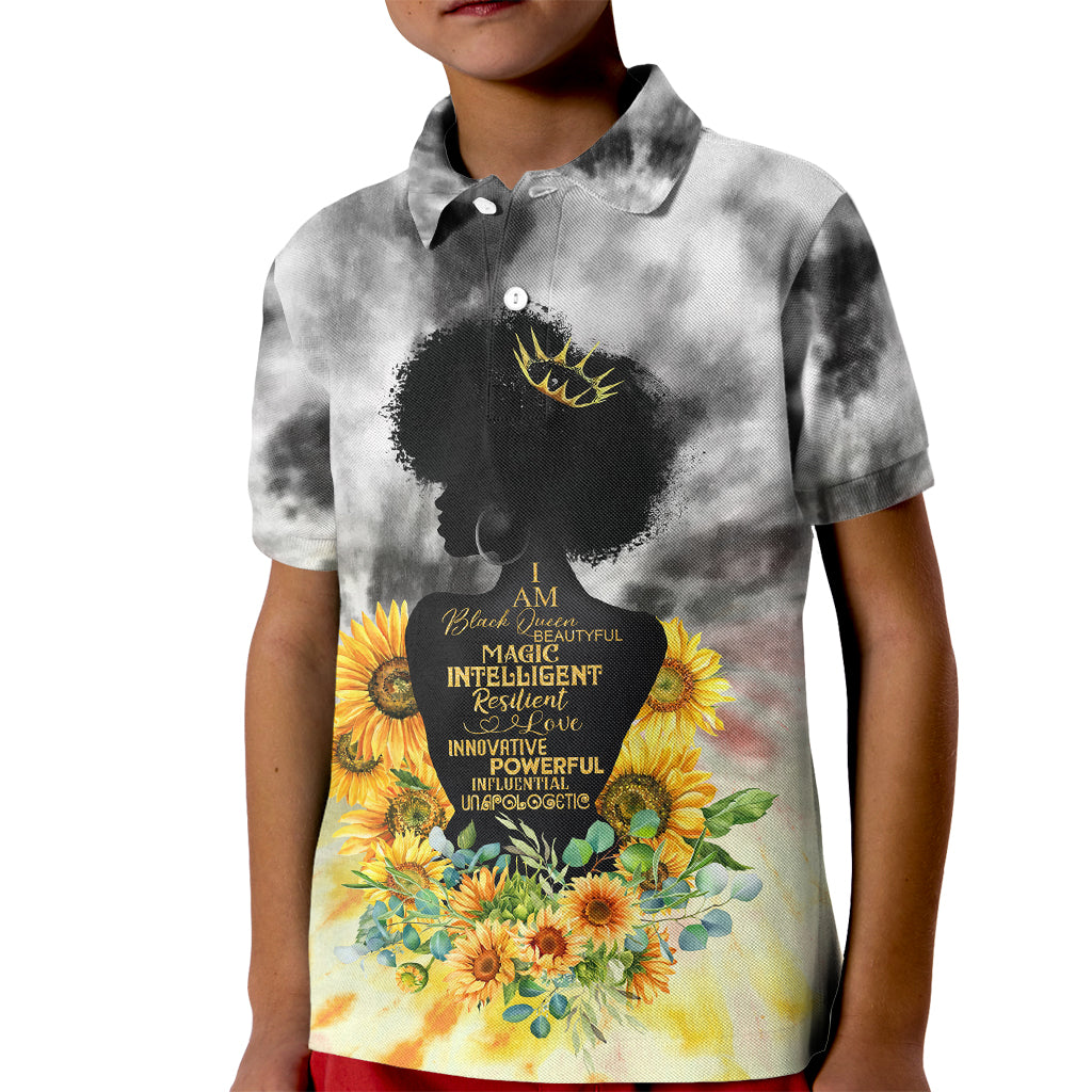 I Am Black Queen Kid Polo Shirt Flowers Retro Style - Wonder Print Shop