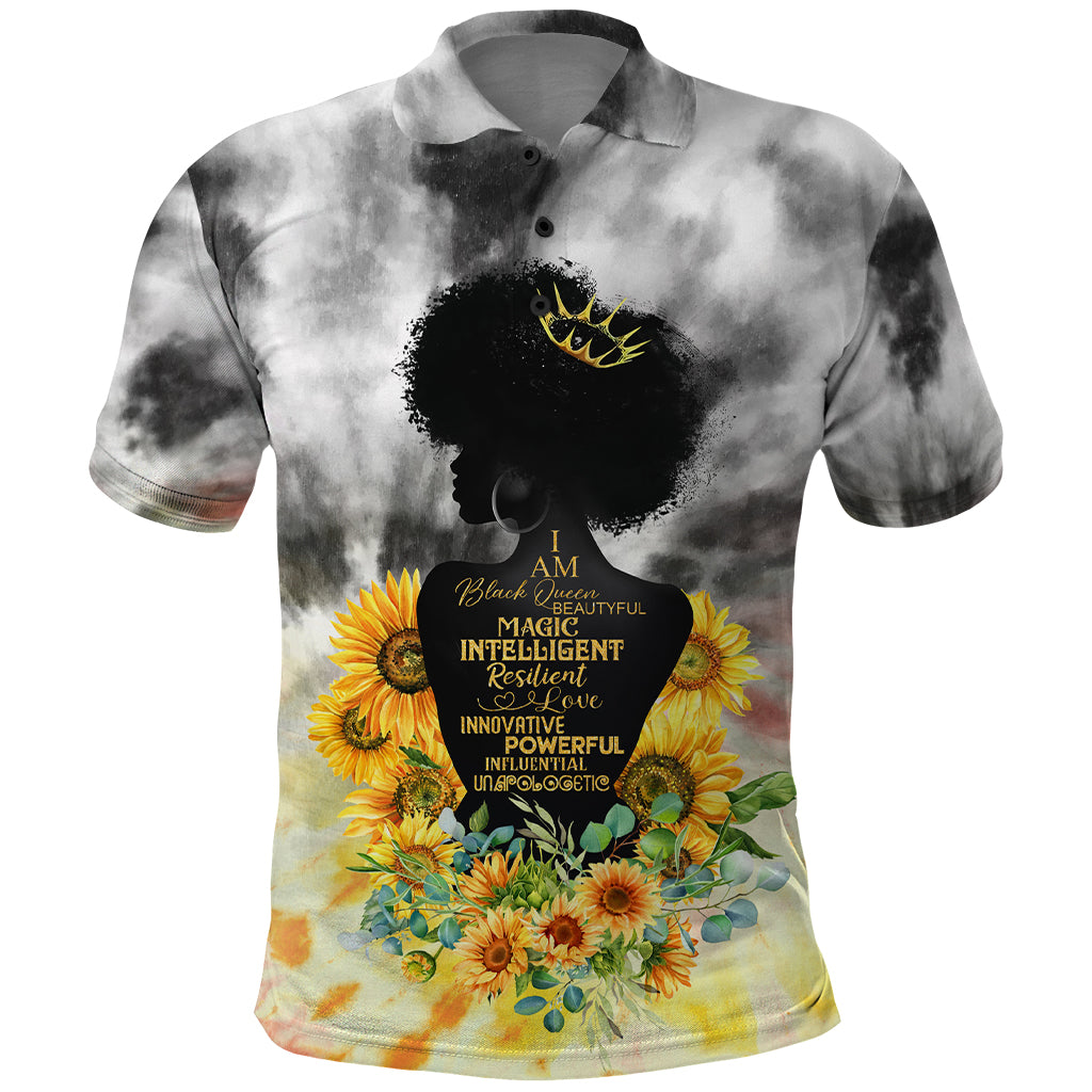 I Am Black Queen Polo Shirt Flowers Retro Style - Wonder Print Shop