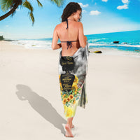 Tie-dye floral quote sarong wrap with black quote graphic
