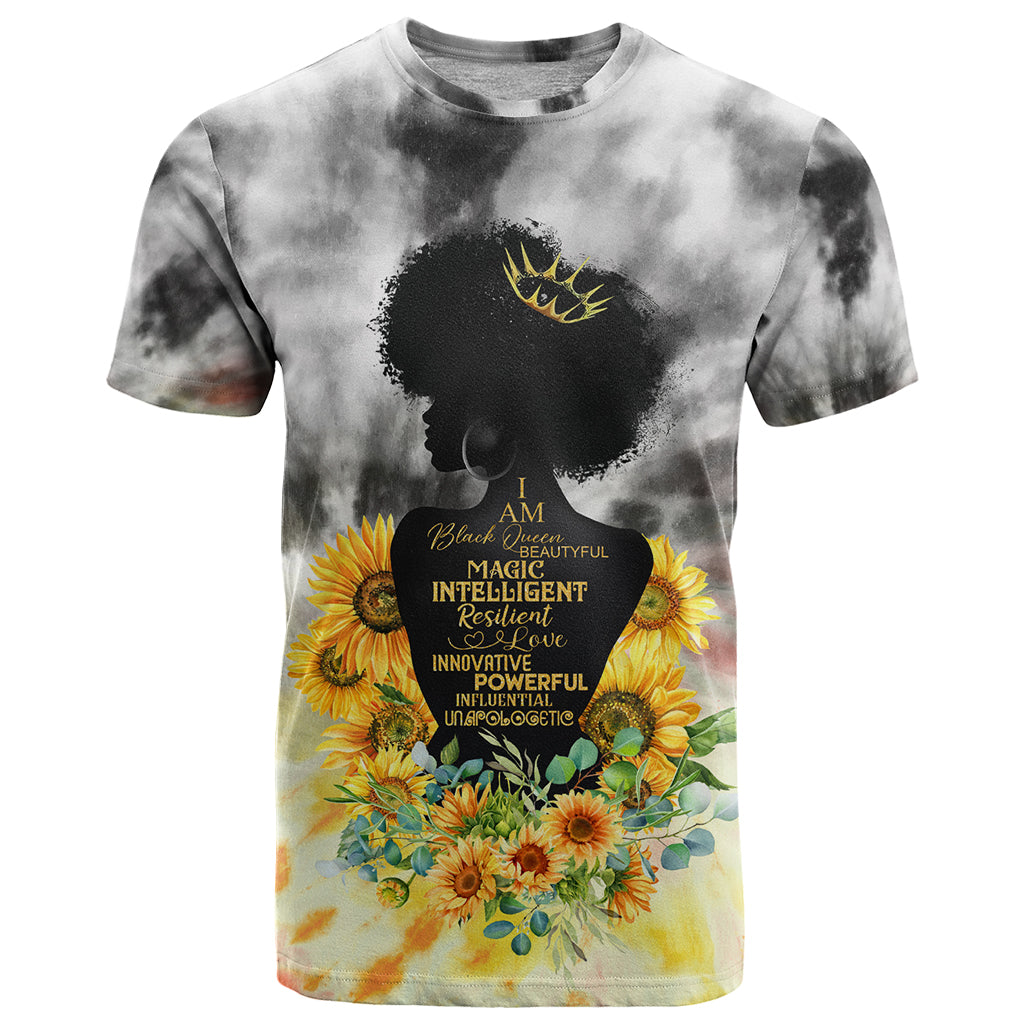 I Am Black Queen T Shirt Flowers Retro Style