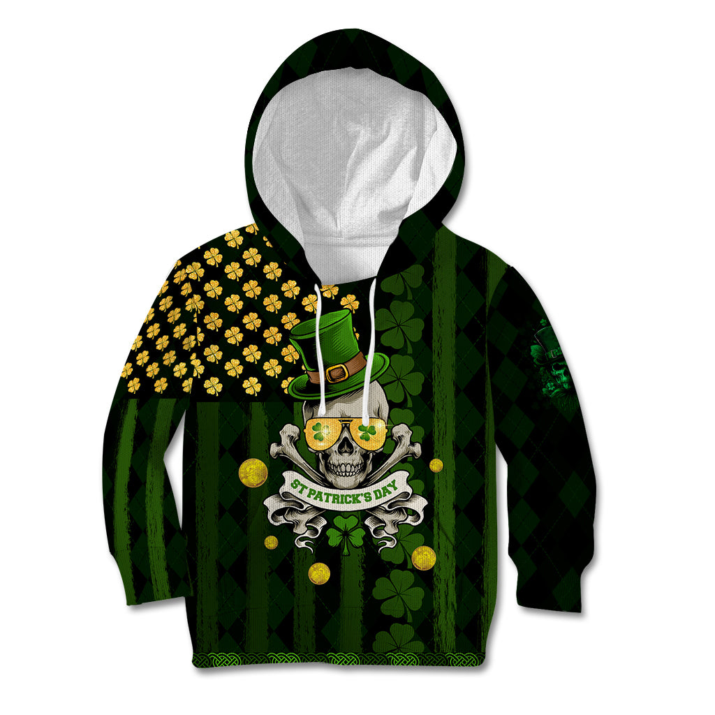 St Patrick's Day Skull Kid Hoodie American Flag Shamrock - Wonder Print Shop