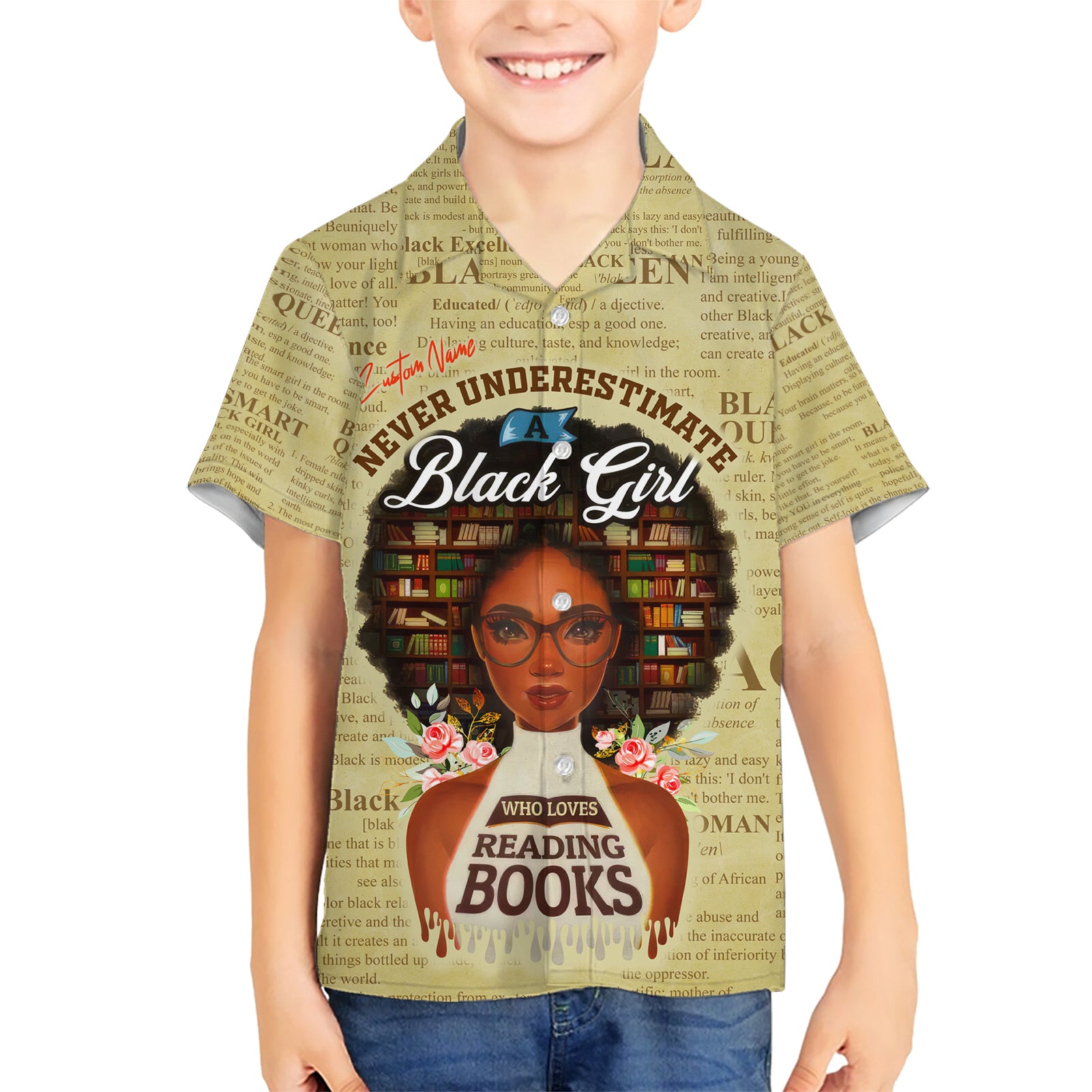 Personalized Black Girl African Kid Hawaiian Shirt Never Underestimate A Book Lover