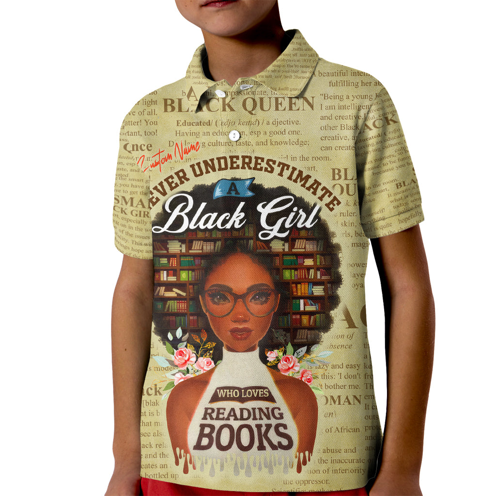 Personalized Black Girl African Kid Polo Shirt Never Underestimate A Book Lover