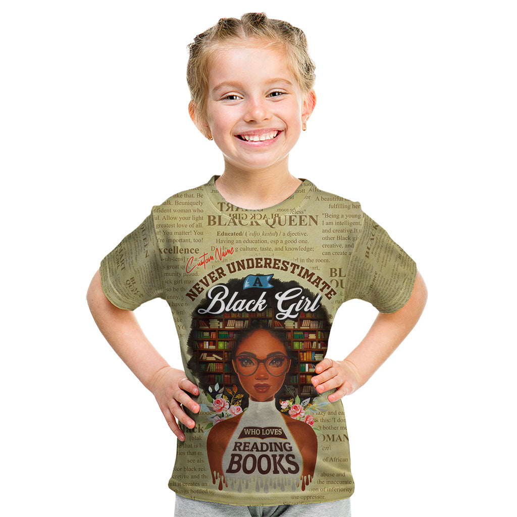 Personalized Black Girl African Kid T Shirt Never Underestimate A Book Lover