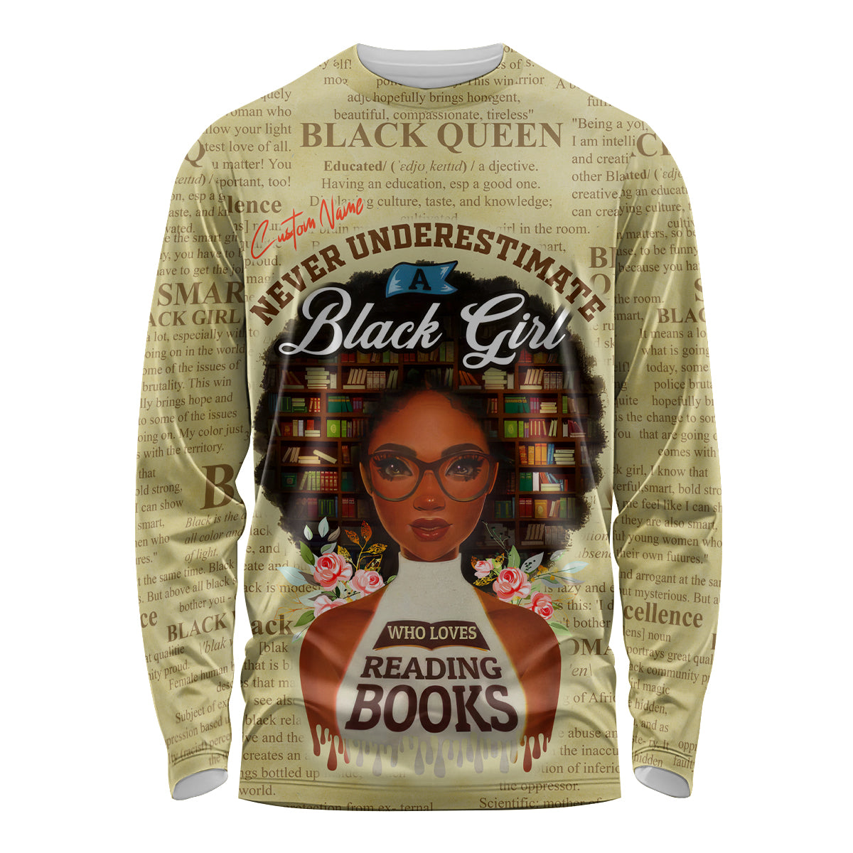 Personalized Black Girl African Long Sleeve Shirt Never Underestimate A Book Lover