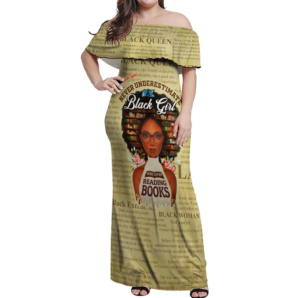 Personalized Black Girl African Off Shoulder Maxi Dress Never Underestimate A Book Lover