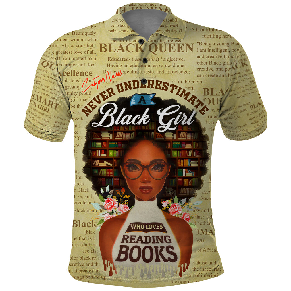 Personalized Black Girl African Polo Shirt Never Underestimate A Book Lover