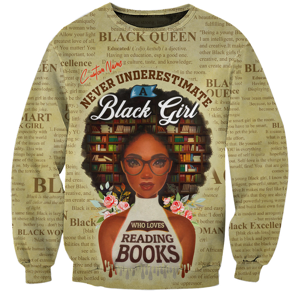 Personalized Black Girl African Sweatshirt Never Underestimate A Book Lover