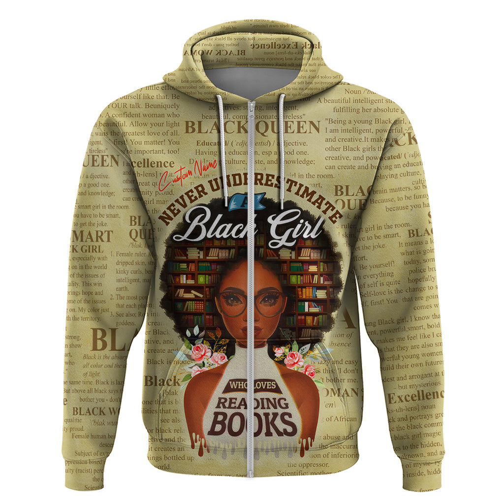 Personalized Black Girl African Zip Hoodie Never Underestimate A Book Lover