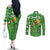 Personalized Happy St Patrick's Day Couples Matching Off The Shoulder Long Sleeve Dress and Long Sleeve Button Shirt Irish Leprechaun