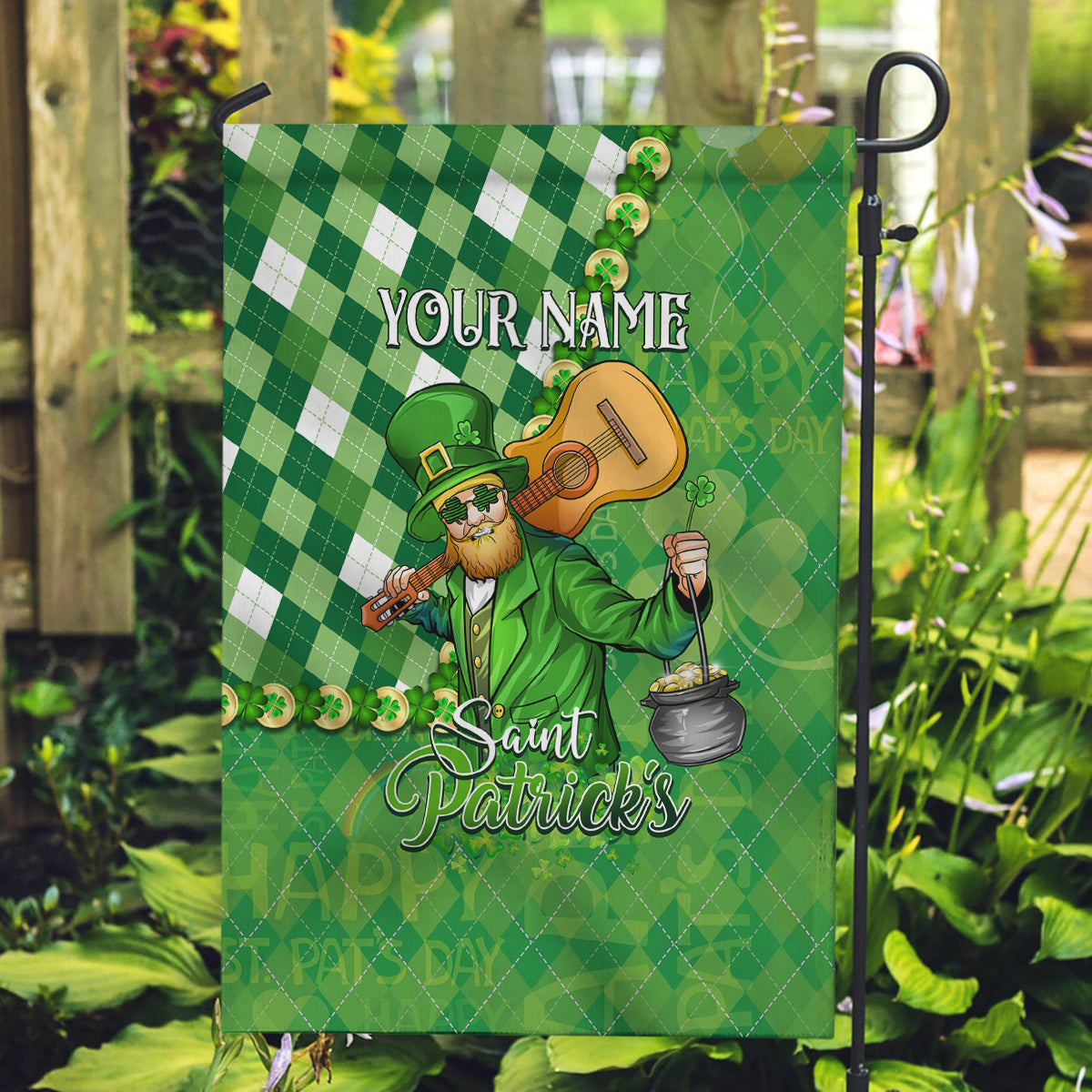 Personalized Happy St Patrick's Day Garden Flag Irish Leprechaun - Wonder Print Shop