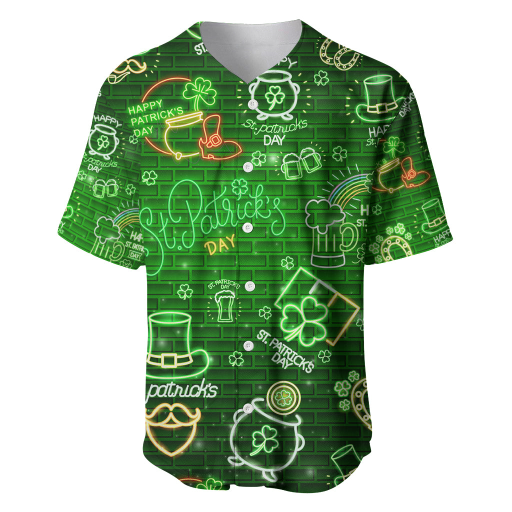 Ireland St Patrick's Day Baseball Jersey Symbols Neon - Wonder Print Shop