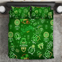 Neon green St. Patrick's Day bedding set with clover and holiday icon pattern