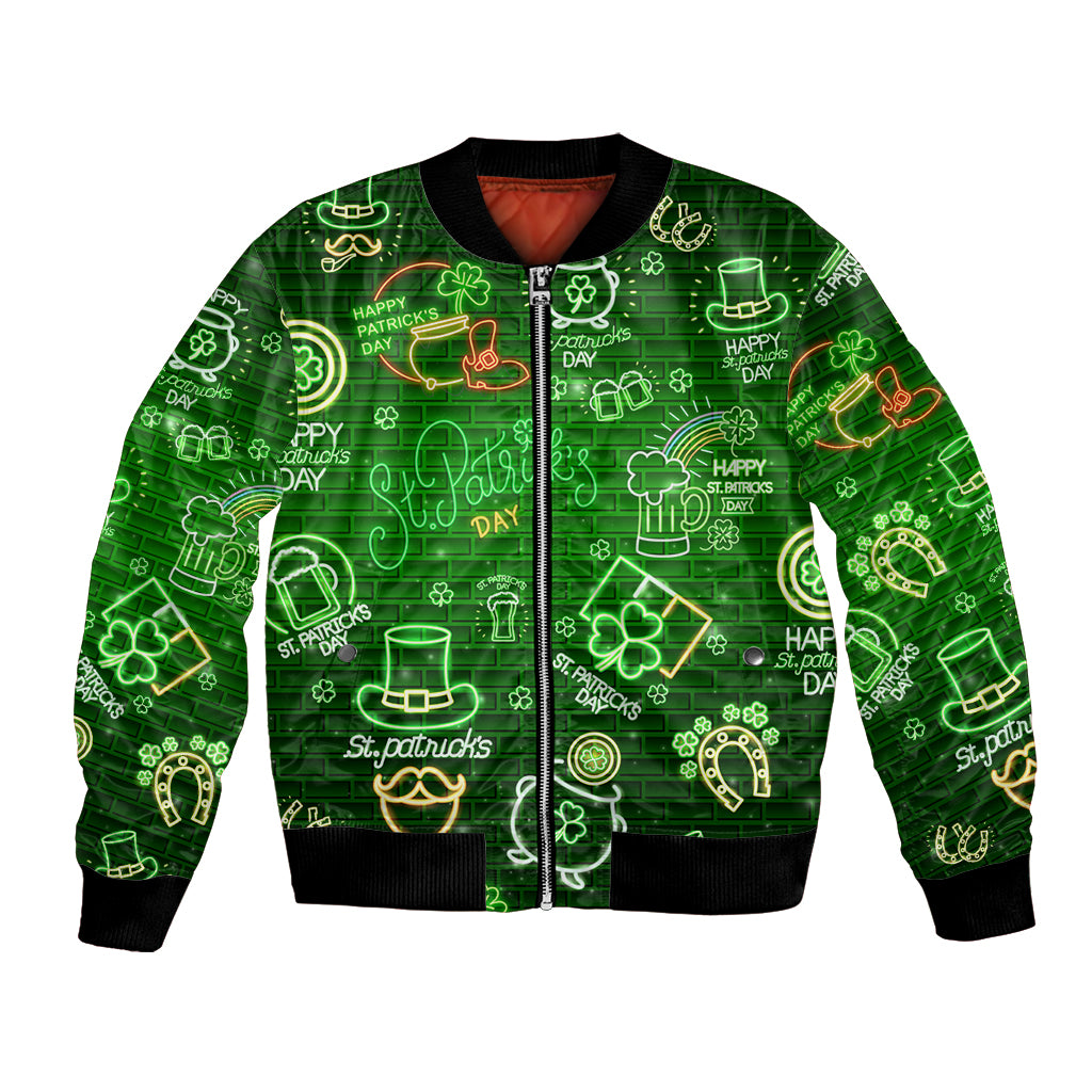 Ireland St Patrick's Day Bomber Jacket Symbols Neon - Wonder Print Shop