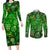 Ireland St Patrick's Day Couples Matching Long Sleeve Bodycon Dress and Long Sleeve Button Shirt Symbols Neon - Wonder Print Shop