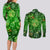 Ireland St Patrick's Day Couples Matching Long Sleeve Bodycon Dress and Long Sleeve Button Shirt Symbols Neon - Wonder Print Shop