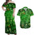 Ireland St Patrick's Day Couples Matching Off Shoulder Maxi Dress and Hawaiian Shirt Symbols Neon - Wonder Print Shop