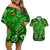 Ireland St Patrick's Day Couples Matching Off Shoulder Short Dress and Hawaiian Shirt Symbols Neon - Wonder Print Shop