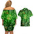 Ireland St Patrick's Day Couples Matching Off Shoulder Short Dress and Hawaiian Shirt Symbols Neon - Wonder Print Shop