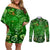 Ireland St Patrick's Day Couples Matching Off Shoulder Short Dress and Long Sleeve Button Shirt Symbols Neon - Wonder Print Shop